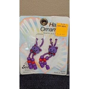 Vintage Seashell Accessories Cat Hair Ornaments For Kids Purple & Red Beads